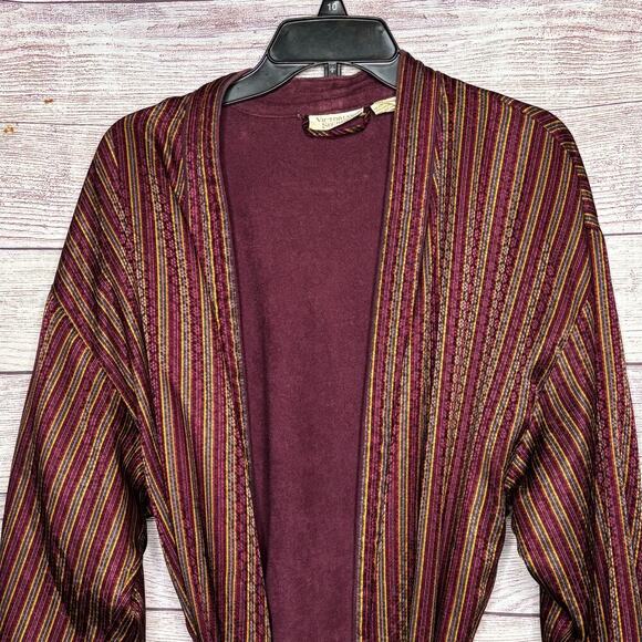 Victoria's Secret Gold Label Vintage Striped Belted Cozy Robe Size Medium/Large - Picture 11 of 13